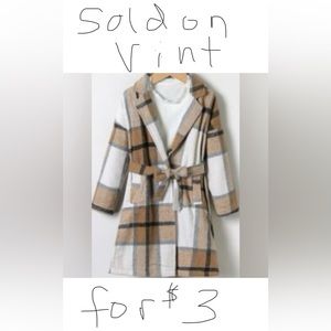 Girls Plaid Ties Pea Coat Jacket